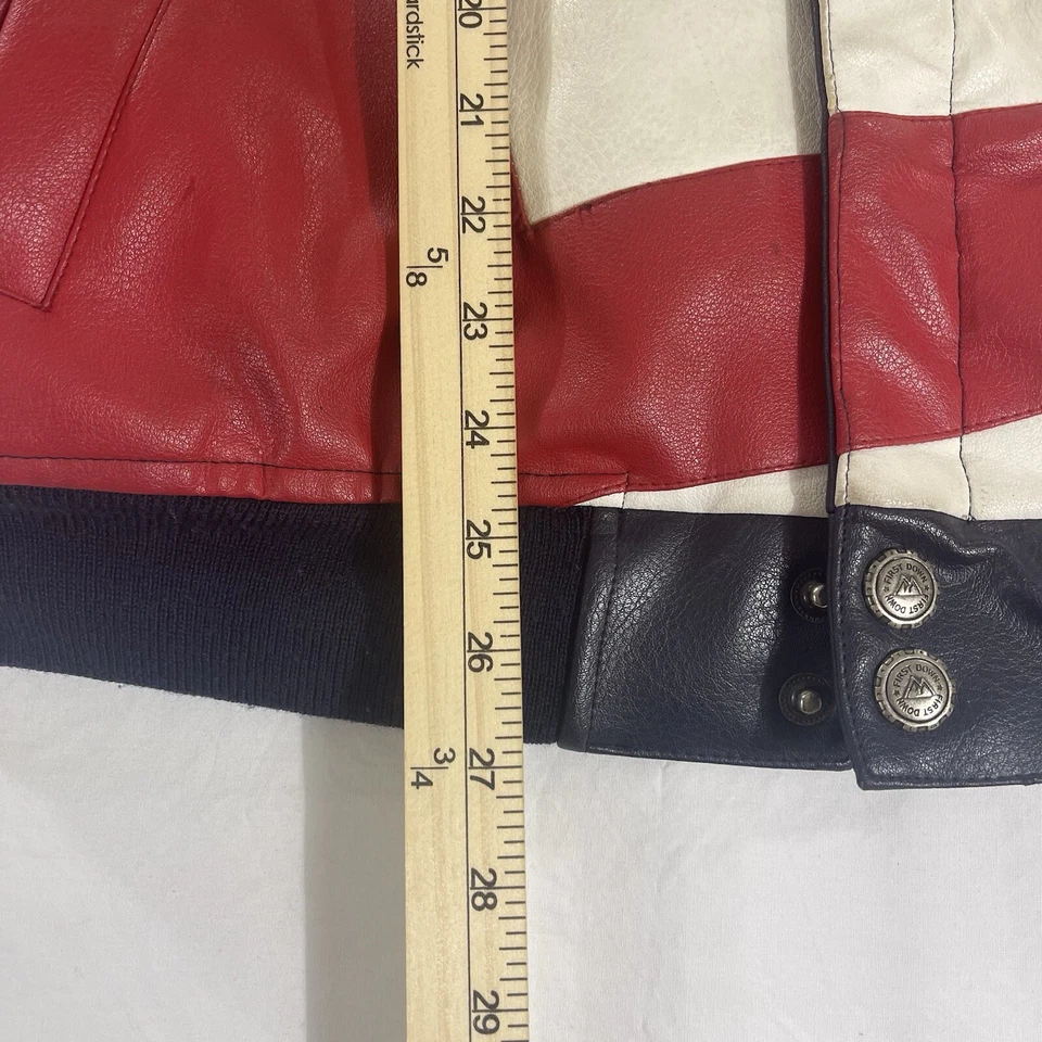 Vintage First Down XL PVC Leather Racing Team Jacket Turbo Gear Championship 90s - Image 4 of 4
