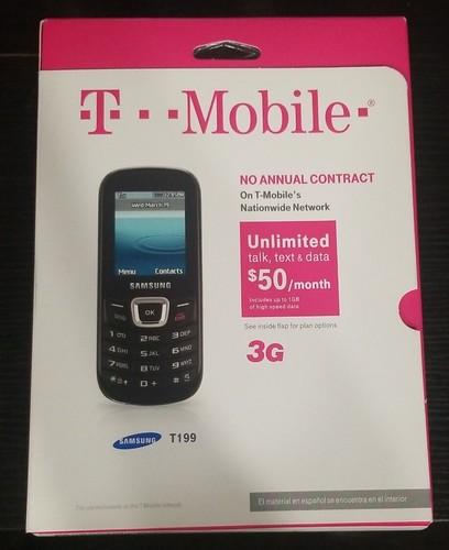 T-Mobile Samsung SGH T199 Prepaid No contract 3G Cell Phone BRAND New - Afbeelding 1 van 3