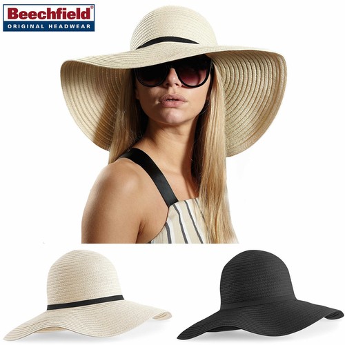 CAPPELLO DA DONNA DI PAGLIA A TESE LARGHE ESTIVO ELEGANTE IN NERO BEIGE MARE  | eBay