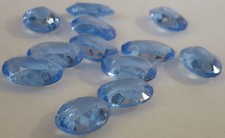 Vintage Glass 12 Rhinestones Oval Aquamarine Blue TTC Germany 18x13mm C2-1B