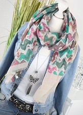 Schal XXL TUCH Vintage ZICK ZACK Optik TAUPE Braun Chic Look SCARF Stola NEU H/M