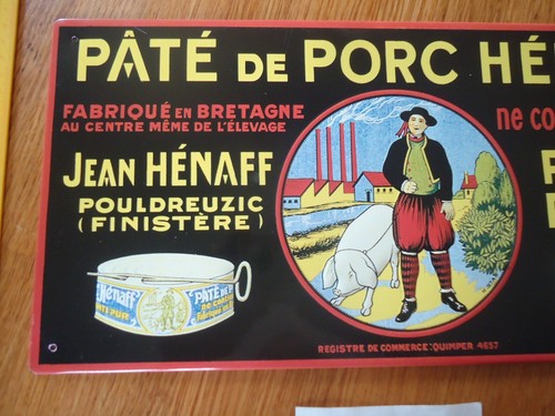 PLAQUE TOLE metal PATé PORC HENAFF Hénaff BRETAGNE 40 * 20 cm - Imagen 2 de 5