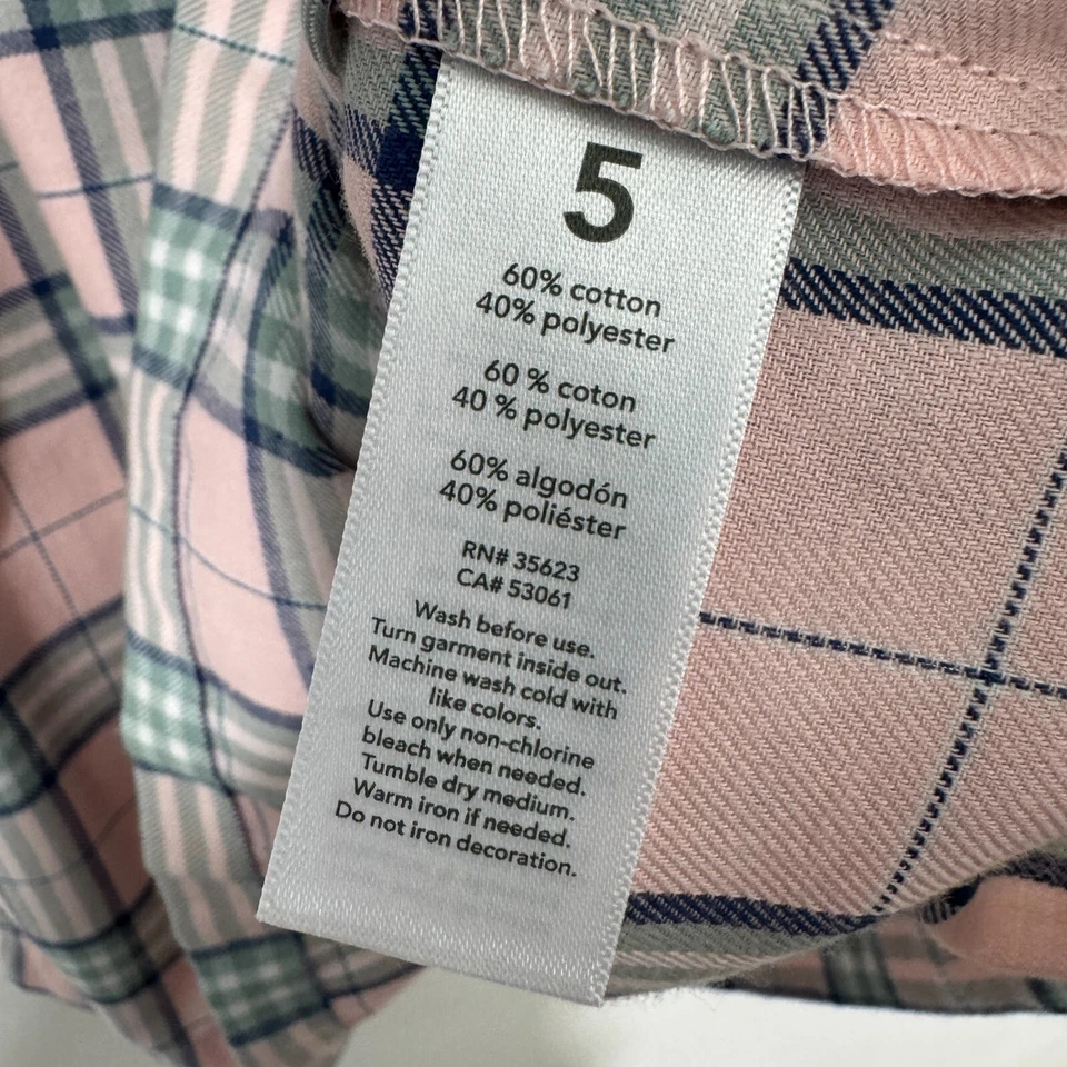 Carter’s Kid Little Girl 尺码 5 粉色灰色格子斜纹腰带衬衫连衣裙新品 — 第 3/4 张图片