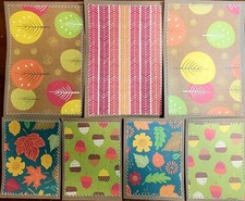 Sewn Premade Scrapbook Page/Sewn Mat Set - 7 pieces: Fall Leaves