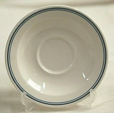 Homer Laughlin China Diner Restaurant Ware Saucer Plate Two Blue Bands MCM USA