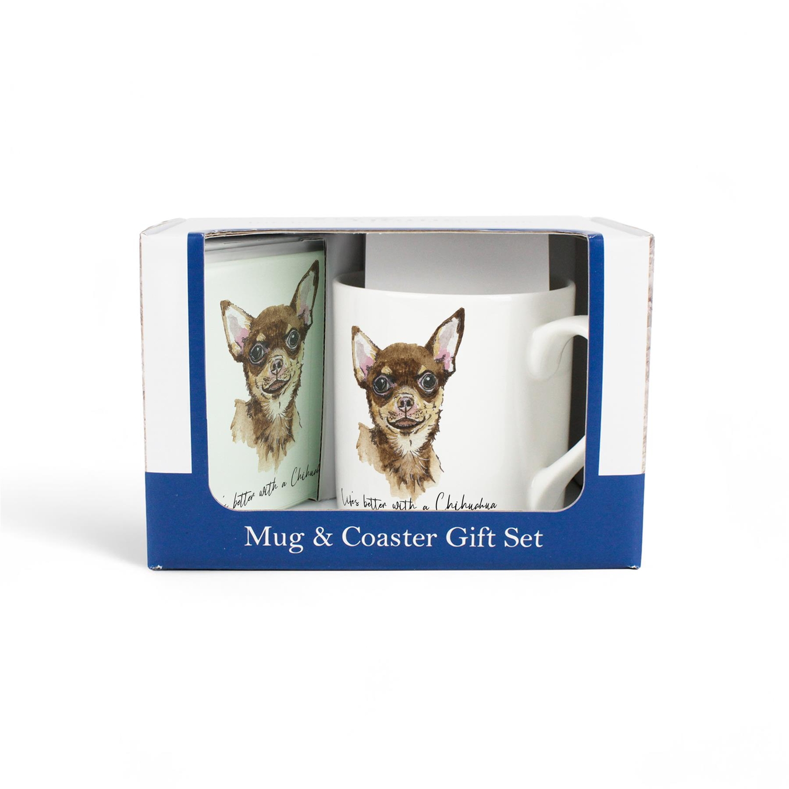 Chihuahua Bone China Mug & Glass Coaster Gift Set - Presents for Dog Lovers