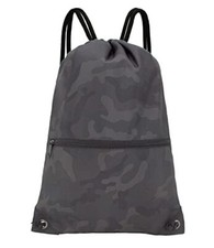 Drawstring Backpack Bag Sport Gym Sackpack Black Camo