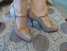 Prada Nude Calf Leather Mary Jane Pumps Size 36.5M