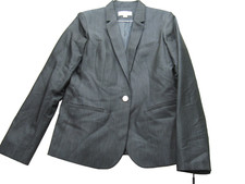 Calvin Klein Blazer Coat Womens size 6 Dark Gray 1 Button Stretch Suit New