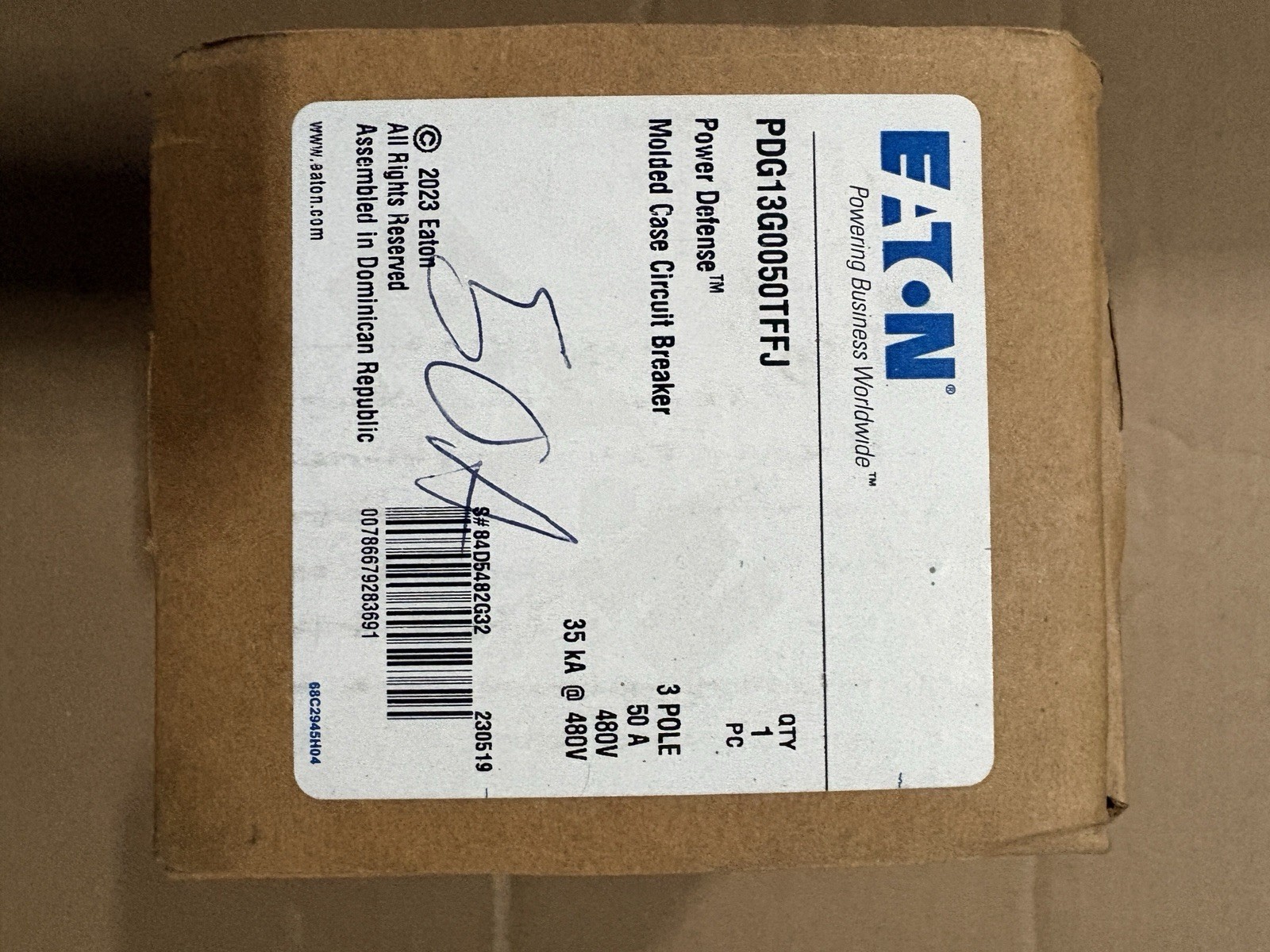 Eaton Power Defense PDG13G0050TFFJ 50A 3-Pole 480V Molded Case Circuit Breaker