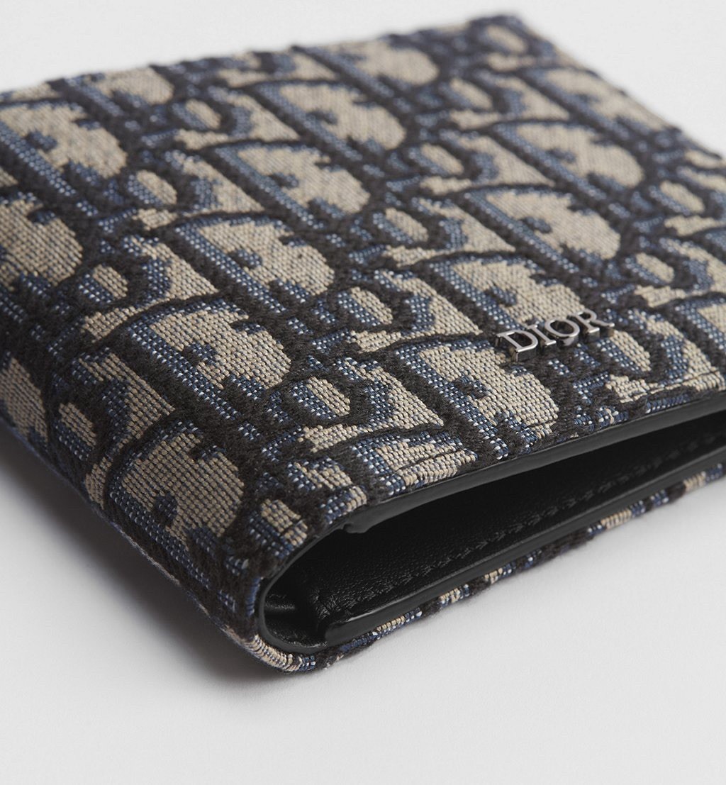 Portafoglio originale Dior Oblique Jacquard Bifold - Beige/Nero - come nuovo