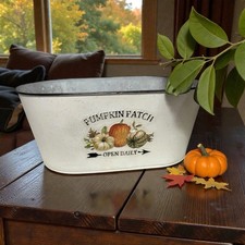 Pumpkin Patch Metal Oval Planter