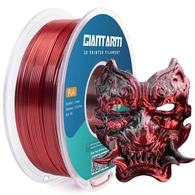 Filamento impresora 3D GIANTARM 1,75 mm 1 kg seda PLA negro y rojo mezcla de colores