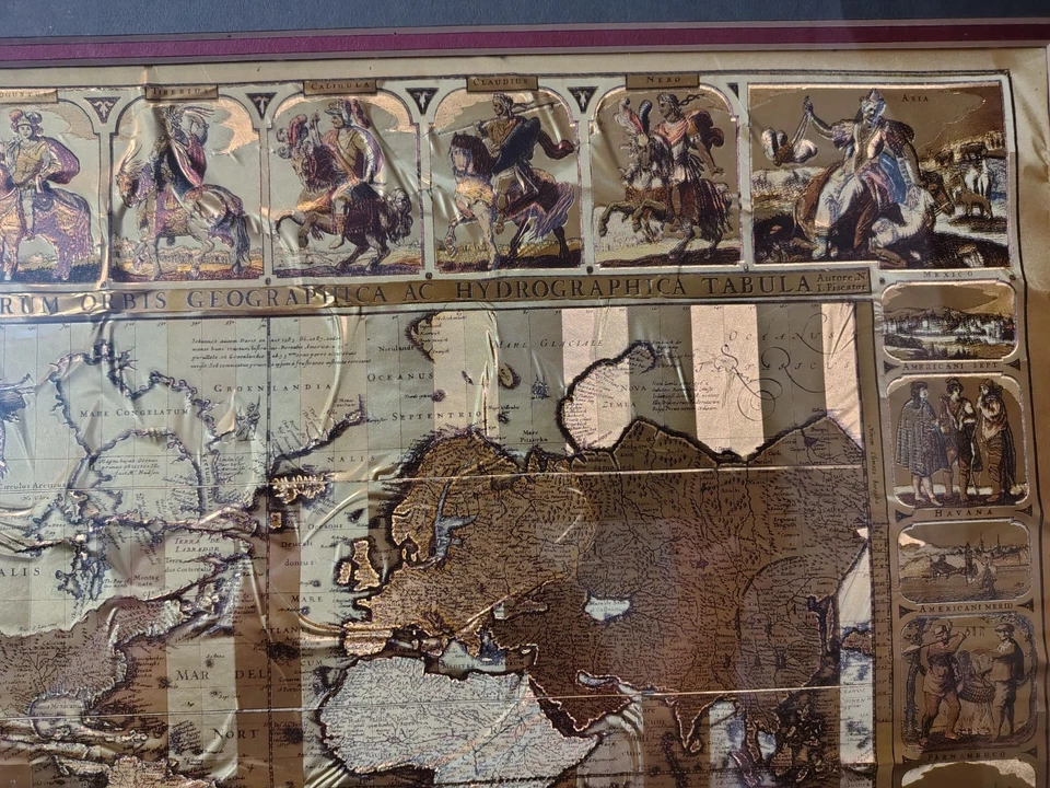 Vintage Gold Foil World Map  By Moses Pitt 1861 - Image 3 of 4