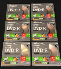 Lot of 6 Memorex Mini DVD-R 8cm 1.4GB 30 min Recordable for Camcorder or PC New