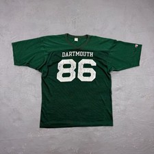 Vintage 1980s Champion Dartmouth 86 Green Football Jersey MADE IN USA Men's XL
