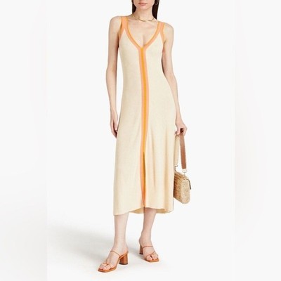 SANDRO Piana Striped Ribbed-knit Midi Dress In 4 NWOT