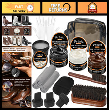 15Pcs Complete Shoe Shine Kit - Leather Care Set with Brushes, Polish Mink Oil