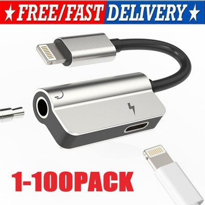 3.5mm Headphone Jack AUX Splitter Adapter and Charger For iPhone12 11 XS X 8 lot