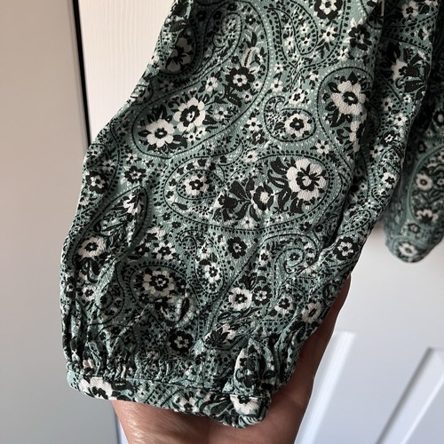 And/Or John Lewis Paisley Blouse Top Womens 16 UK Green Floral Print Long Sleeve - Picture 4 of 13