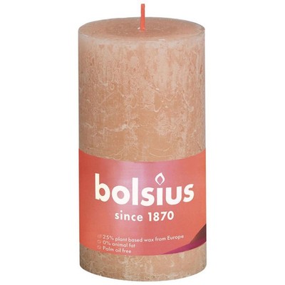 Bolsius Stumpenkerze rustikal neblig rosa 130x68 mm | 4 Stück