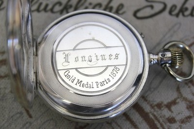 Antike Longines Gold Medal Paris 1878 massiv Silber Taschenuhr pocke watch