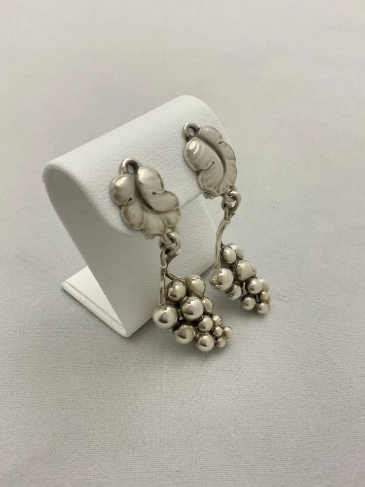 GEORG JENSEN No. 40 Grape Cluster Clip-On Earrings Sterling Silver 925 #084 - Image 3 of 4