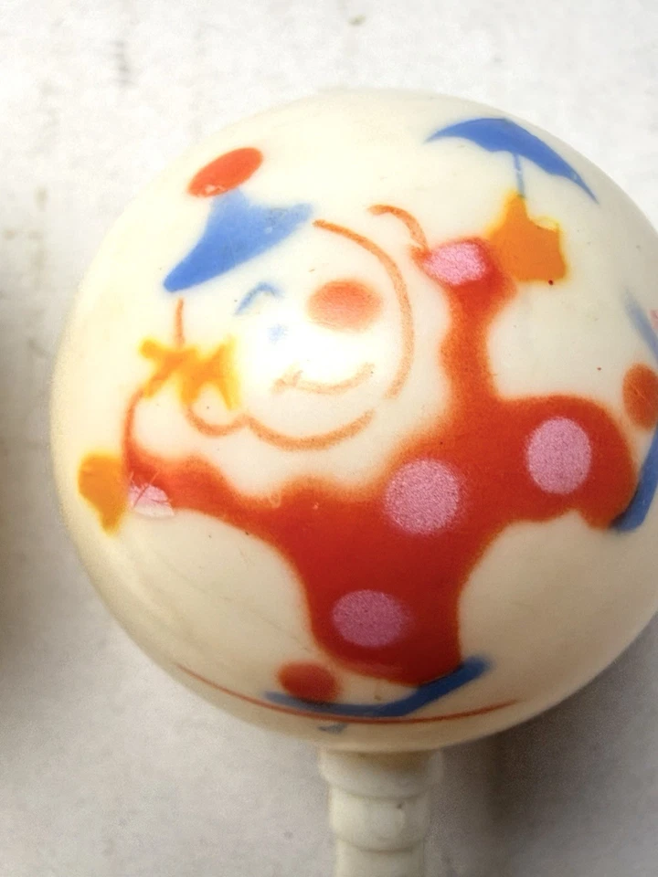 Payaso Sonajero Bebé Vintage Los Primeros Años 1976 Rojo Blanco Azul Bebé Juguete Cara Roja Foto 3 de 4