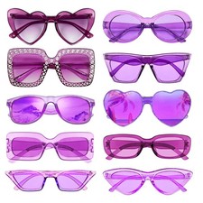 10 Pack Purple Sunglasses for Women Bulk, Trendy Retro Mix Style Rectangle Ca...