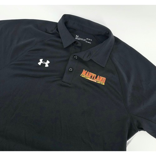 Under Armour Maryland Terrapins Polo Shirt Size Large Mens Black Golf Fan Gear