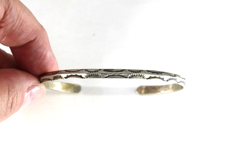 Native American Navajo Stamped Estate Sterling Silver Cuff