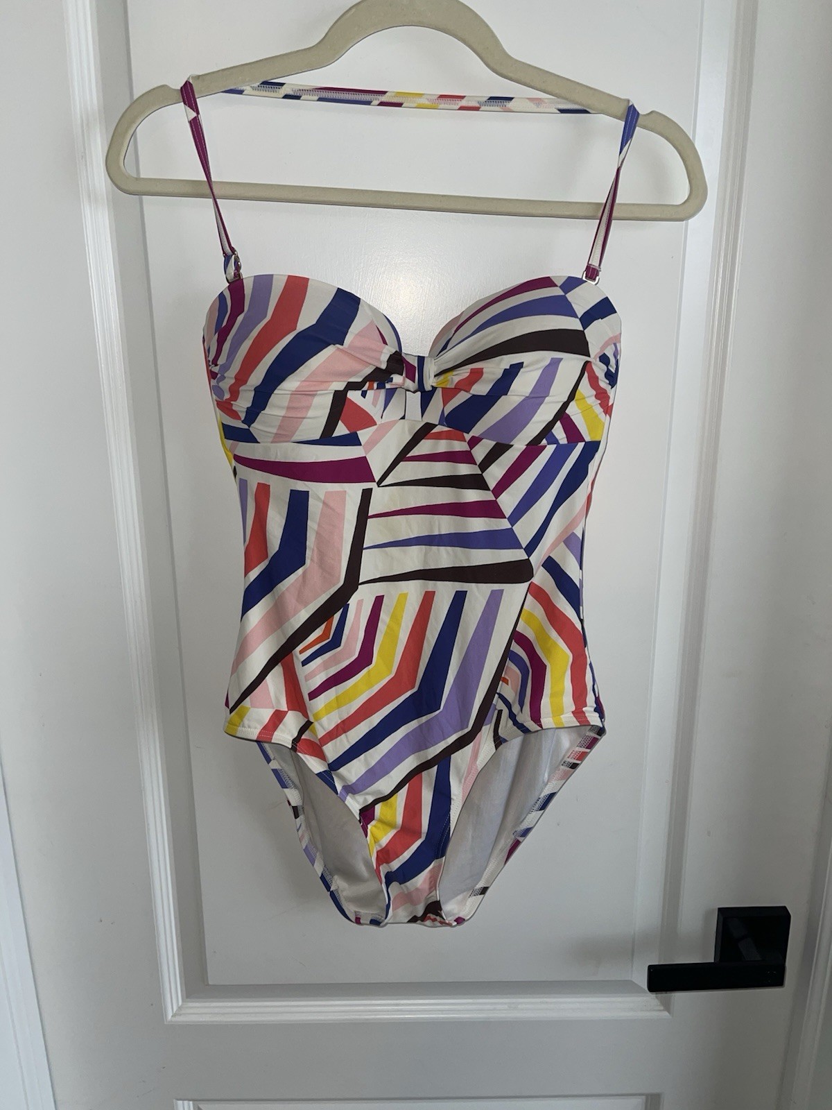 Kate Spade New York Geometric Stripe One Piece Swimsuit Size M