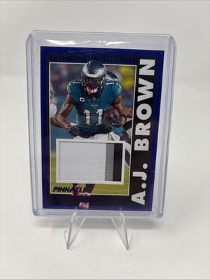 2024 Panini Encore Pinnacle AJ Brown Winning Materials 3-COLOR #WM-ABN Blue /35
