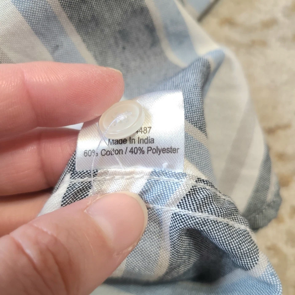 Native Code Mens Button Up Shirt Striped Short Sleeve Size XL Cotton Blend - Image 4 of 4