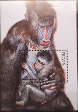 Nevis 1998 Mandrill Affe Monkey Edangered animal (688)