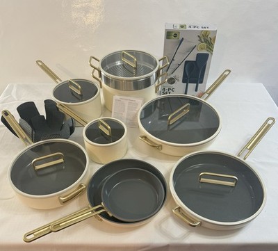 GreenPan Stanley Tucci Ceramic Nonstick 15-Piece Cookware Set Carrara White Read