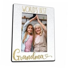 World's Best Grandma Wooden Picture Frame For 4 X6 Inches Vertical Photo, Gold