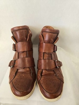 Dsquared2 Leather High-Top 2 Buckle Strapped Casual Sneakers Size 12 Luxury Desi