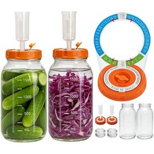 64oz/2L Fermentation Jar Kit, 2 Pack Fermentation Kit with Glass Jars, Fermen...