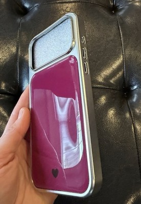 iPhone 17 Pro Max Plus Pink Glossy Case with Heart   Slim Protective Cover