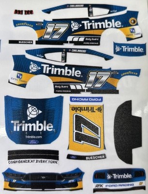 Custom 2026 Chris Buescher #17 Trimble 1/64 Scale NASCAR Peel & Stick Decals