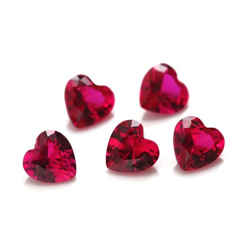 Fine Cut Lab Created Heart Synthetic Ruby Loose Gemstone For Assorted Jewelry - Picture 3 of 11