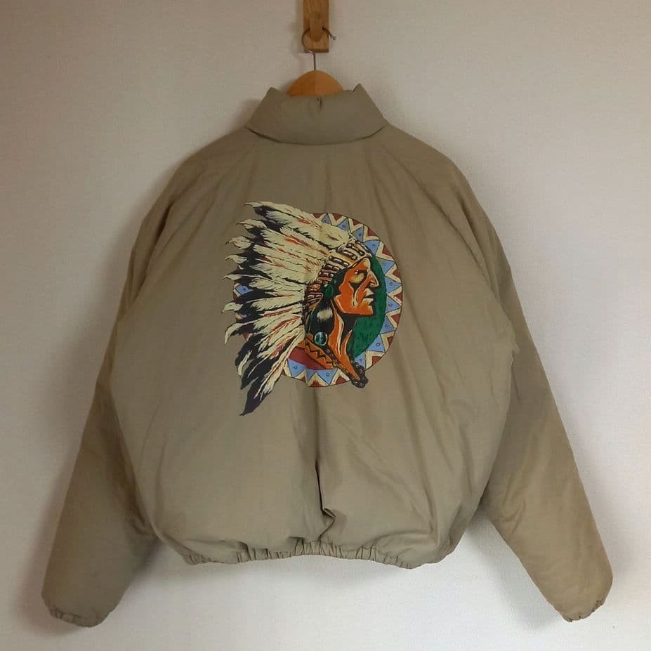 Vintage Polo Ralph Lauren Indian Head Down Puffer Jacket Beige Men's Size S Used image 3
