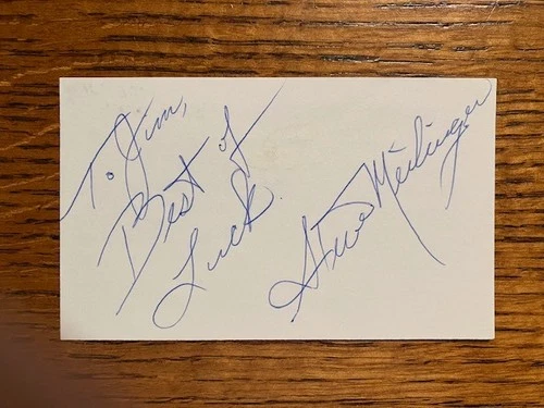 Steve Meilinger signed 3x5 index card, Kentucky, NFL Packers, CFHOF, D. 2015