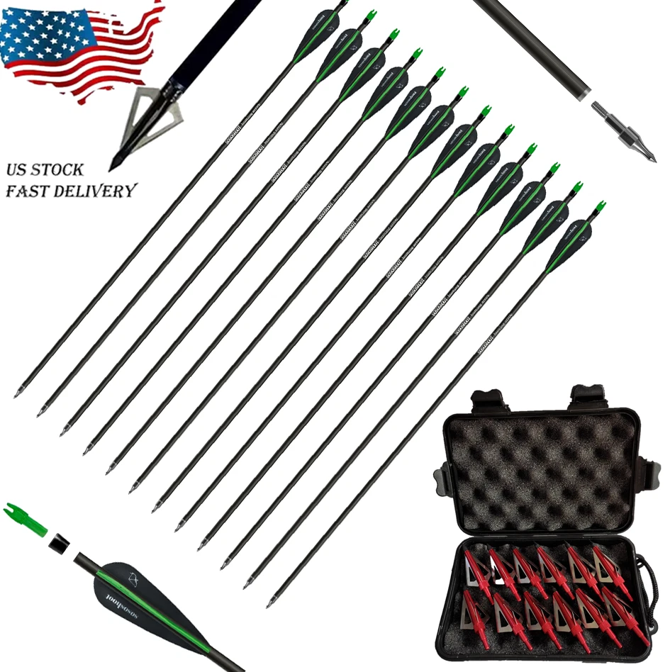 6/12pc 28 Inch Archery RecurveBow Fiberglass Arrow Hunting Arrow Hunting - Image 2 of 4