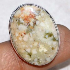 925 Silver Plated Picture Jasper Ring US 9.5 Wedding Gift New Year Vibes GW