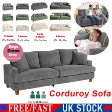 3/4 Seater Corduroy Sofa Jumbo Cord Modern Sofa Couch Seats with 2 Pillows Soft