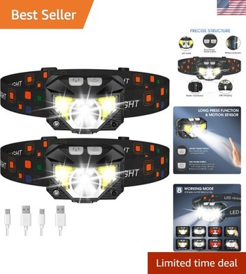 Versatile 60° Pivotable Rechargeable Headlamp - 8 Modes for Night Explorations