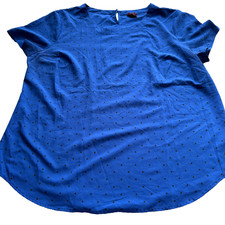 Merona Short Sleeve T-Shirt Top Blue Women's Size XXL Polka Dot Comfort Fit Tee