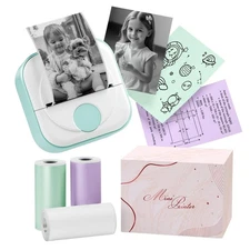 Itari Mini Printer - Q02 Sticker Printer Machine with 3 Rolls Paper, Bluetoot...